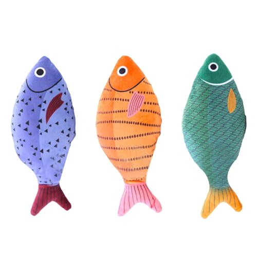 Katzen-Aquarium, 3 Stück, Katzenminze, Plüsch-Fisch, künstliche Fische. Das Plüsch-Katzenspielzeug ist ideal als Geschenk für Ihre Haustiere oder Ihre Familie und Freunde, die Haustiere haben von awakentti