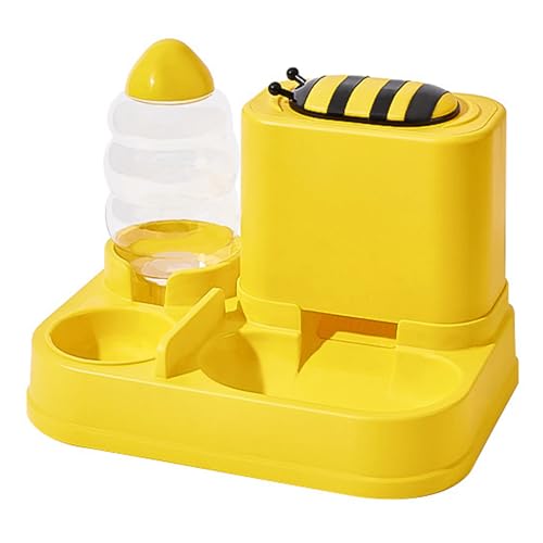 Mangeoirs Et Abreuvoirs Pour Chats, 2 in 1 Biene/Kaktus Haustiere Wasser und Futternapf Set, Gamelle Chat, große Kapazität Automatische Katzenfutterspender Schwerkraft-Futterspender und von awakentti