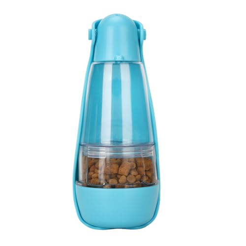 Welpenbedarf, tragbare Haustier-Wasserflasche mit Futterbehälter, 5-in-1-Outdoor-Haustierzubehör mit Hundetrinkflasche, Lebensmittelaufbewahrungsbehälter und Kotbeutel (Blau, 8,5 x 8,5 x 20,3 cm) von awakentti