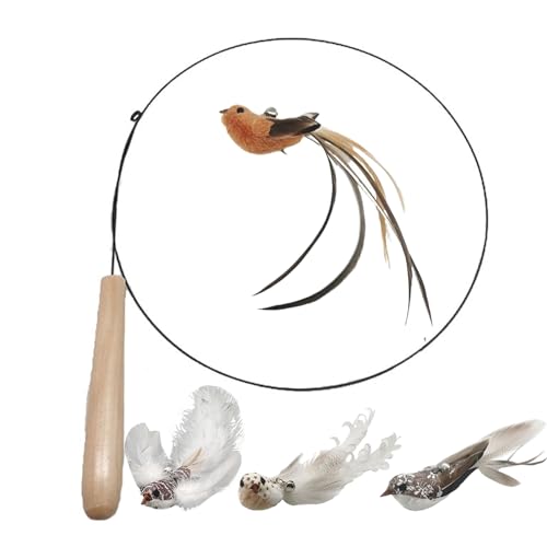 awakentti Cat Dancer Wire Toy, Retractable Wand Toy and Feather, Cat Puzzle Toy, Toys Refills for Indoor Cats to Chase and Exercise von awakentti