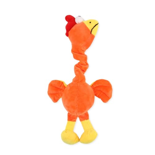 awakentti Hundespielzeug aus Gummi, quietschendes Hundespielzeug mit eingebautem Soundgerät, Welpenkauspielzeug mit sauberen Zähnen, Welpen-Zahnspielzeug für kleine mittelgroße Hunde (Orange) von awakentti