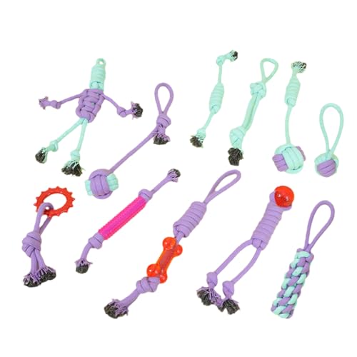 awakentti Hundespielzeug aus Seil, niedliches Kauspielzeug, Kauspielzeug, tragbares Hundespielzeug für drinnen und draußen, Baumwollspielzeug für mittelgroße und große Hunde, 11 Stück awakentti Hundespielzeug aus Seil, niedliches Kauspielzeug, Kauspielzeug, tragbares Hundespielzeug für drinnen und draußen, Baumwollspielzeug für mittelgroße und große Hunde, 11 Stück von awakentti