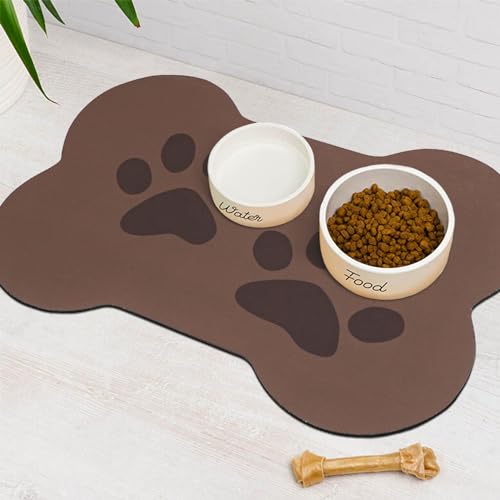 Hundefuttermatten für Böden, saugfähig, schnell trocknend, Haustier-Matte für Katzenfutter, umweltfreundlich, Knochenform, Hundematte für Wassernapf, Haustierbedarf, 30,5 x 45,7 cm von ayiashiab