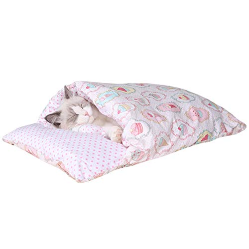 azurely Katzenschlafsack, Winter warmes Katzenbett Japanisches Katzenhöhlennest Abnehmbares und waschbares Welpenhöhlenbett für Katze, Welpe von azurely