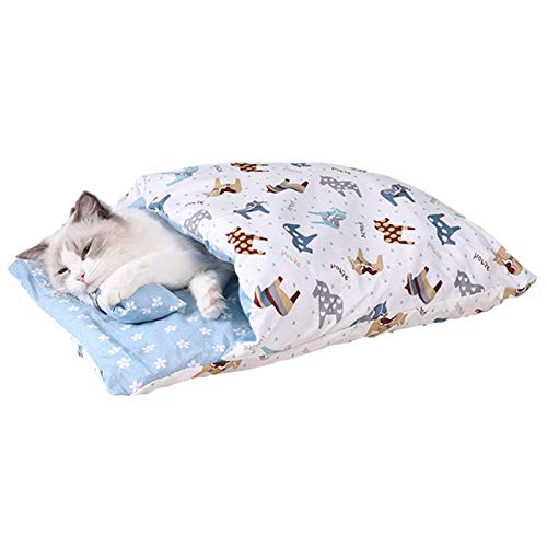 azurely Katzenschlafsack, Winter warmes Katzenbett Japanisches Katzenhöhlennest Abnehmbares und waschbares Welpenhöhlenbett für Katze, Welpe von azurely