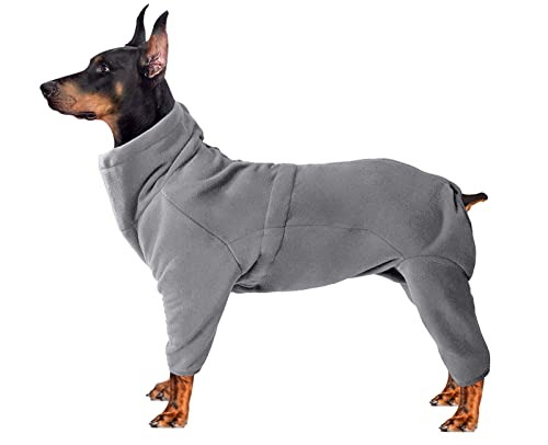 Gemütlicher Polarfleece-Mantel für Hunde, Ganzkörperjacke mit vier Beinen, verstellbarer Overall mit Reißverschluss, Winterkleidung, ideal für Haustiere, Hunde, mittelgroße und große Rassen, Grau-XS von babepet