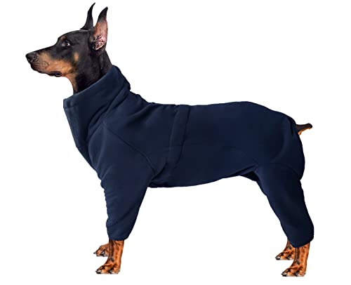 Gemütlicher Polarfleece-Mantel für Hunde, Ganzkörperjacke mit vier Beinen, verstellbarer Overall mit Reißverschluss, Winterkleidung, ideal für Haustiere, mittelgroße und große Hunde, Marineblau-L von babepet
