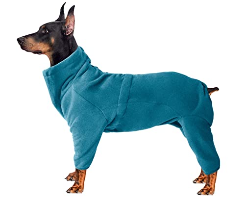 Gemütlicher Polarfleecemantel für Hunde, Ganzkörperjacke mit Beinen, verstellbarer Overall mit Reißverschluss, vierbeinige Winterkleidung für Haustiere, Hunde, mittelgroße und große Hunde, türkis-XL von babepet