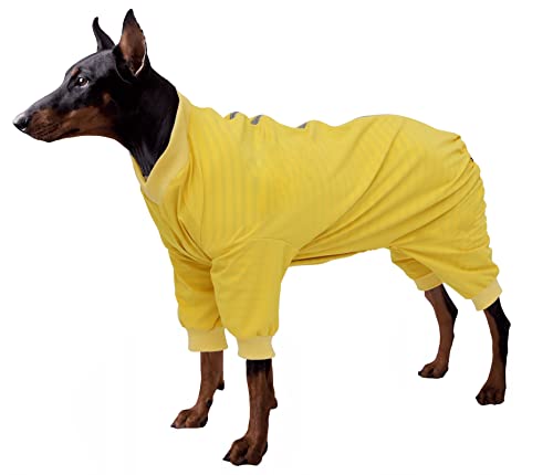 Wasserdichter Hunde-Regenmantel mit Beinen, doppellagig, Ganzkörper-Hundekostüm mit dehnbaren Rippbündchen, reflektierende Hose, regendicht, ideal für kleine und mittelgroße Hunde, Outdoor, Gelb, von babepet
