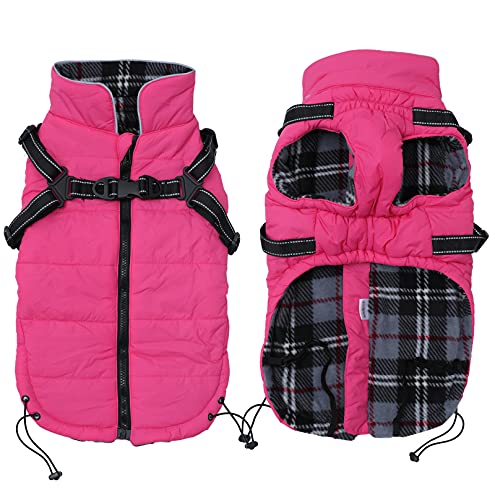 babepet Warme Winter Hundemäntel für Hunde Haustier mit Brustgurt, wasserdicht und reflektierend, Winterkleidung mit Geschirr, Outdoorjacken Weste für kleine,mittlere Hunde-Rosa-M von babepet