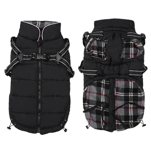 babepet Warme Winter Hundemäntel für Hunde Haustier mit Brustgurt, wasserdicht und reflektierend, Winterkleidung mit Geschirr, Outdoorjacken Weste für kleine,mittlere Hunde-Schwarz-XL von babepet