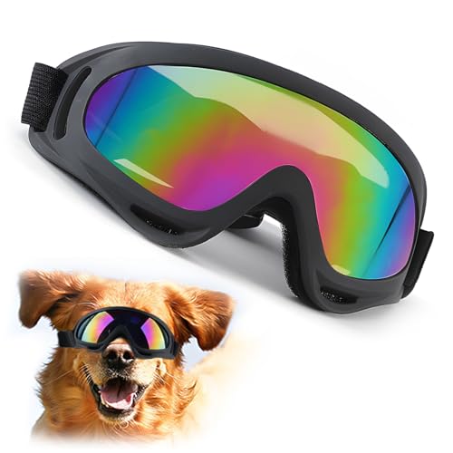 Badaren Hunde Sonnenbrille UV Wasserdicht Winddicht Einstellbar, Mode Schutzbrille für Mittel Große Hunde (Farbe) von badaren