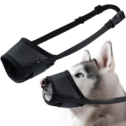 badaren Maulkorb für Hunde, Hund Maulkorb mit Verstellbarem Riemen, Sicher und atmungsaktiv, Hundemaulkorb für große, mittlere und kleine Hunde geeignet, verhindert Beißen, Kauen und Bellen von badaren