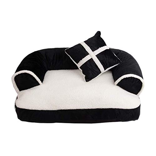 Haustierbetten, Hundebetten, Hundebett, vier Jahreszeiten, abnehmbar, waschbar, Haustierbett, Sofakissen, Katzenbett, Schlafmatte, schwarz, warm (70 x 52 cm) von badgebest