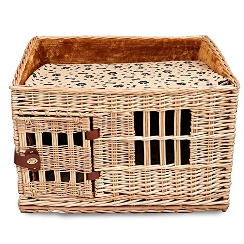 badgebest Haustierbetten, multifunktionales 2-lagiges Haustier-Hundebett, Rattan, Nesting-Hundehöhle, Hundekörbchen mit Baumwolle und Kühlmatratze (A,66 x 48 x 40 x 50 cm) von badgebest