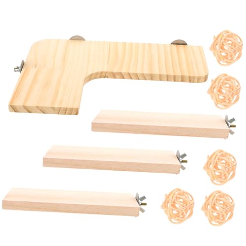 Balacoo 1Satz Holzkletterbrett für Kleintiere Teiliges aus Naturbelassenem Holz für Hamster und Chinchillas Fördert Bewegung und Koordination Einfache Installation Vielseitig von balacoo