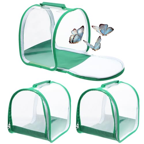 Balacoo 3 x kleine Schmetterlinge Habitat Mesh Käfig – Schmetterlingsnetz Schmetterling Käfige mit Tragegriff zum Beobachten, 20,3 x 20,3 x 20,3 cm von balacoo