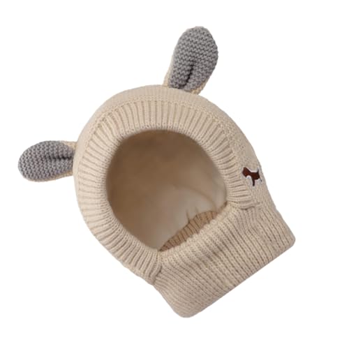 Balacoo Beige Große Hundemütze mit Hasenohren Warme Winddichte Strickhaube für Hunde Dekorative Kopfbedeckung für Winter Partys und Festliche Anlässe Komfortabel und Leicht Haustier von balacoo