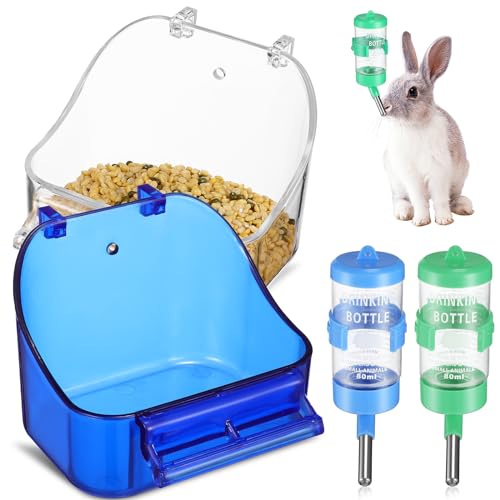 Balacoo Wasserflaschenspender zum Aufhängen mit hängenden Futterboxen für Haustiere, Hamster, Vögel, Papageien, 2 Packungen von balacoo