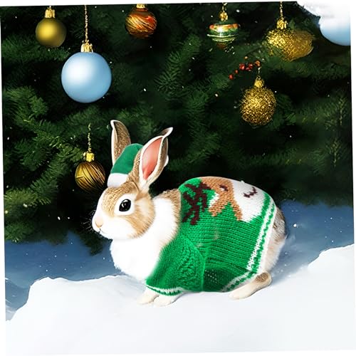 Balacoo Weihnachtliches Meerschweinchen Kostüm mit Elastischer Mütze und Festlichem Pullover Buntes Outfit für Kleine Haustiere Wie Kaninchen Hamster Frettchen Komfortabel und Passend von balacoo