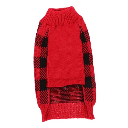 Balacoo Winterwarmer Hundepullover aus Weichem Acrylfasermaterial Elastischer Kariert Gestrickter Welpenpullover mit Hohem Kragen für Kleine Hunde und Katzen Einfach Anzuziehen für Kalte von balacoo