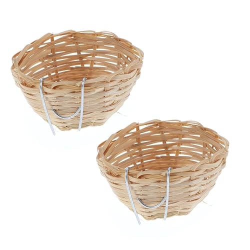 Handgefertigtes Bambus-Vogelnest mit Haken, gemütliches Hängenest für Papageien und Vögel, natürliches Bambus-Material für Innen- und Außendekoration, 2 Stück von balacoo