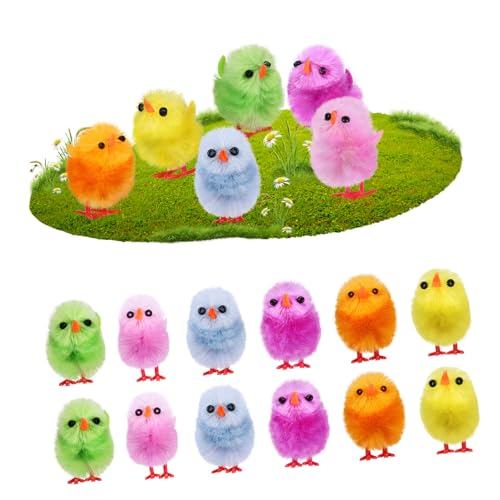 balacoo 18 Stück Teiliges Mini Flauschige Chenille Küken Kleine Fake Küken für Osterdeko Vielseitig Einsetzbar als Party und Wohnaccessoire von balacoo