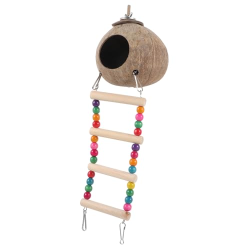 balacoo Hängendes Kokosnussschalen Vogelhaus Schlafnest für Papageien und Kleintiere Brutnest mit Gemütliches Vogelbett für Sittiche Hamster und Meerschweinchen von balacoo