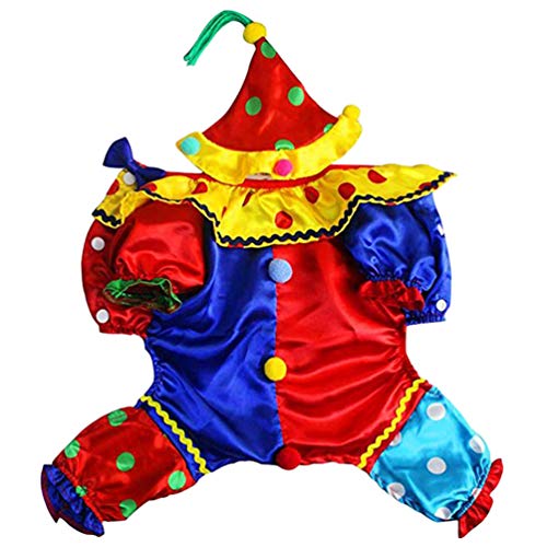 balacoo Halloween Kostüme Krippe Kostüme Haustier Hund Clown Kostüm mit Hut Hund Zirkus Outfit Hundebekleidung Halloween Karneval Party Dress up für Hund Welpen Größe L Winterkleidung Krippe Kostüme von balacoo