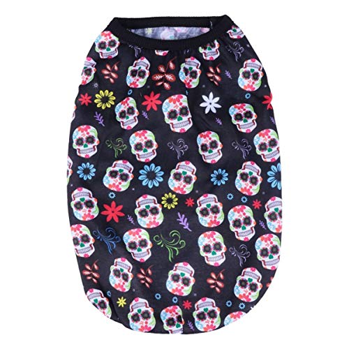 balacoo Halloween Pet Costume Day of The Dead Sugar Skull Dog Vest Clothes Apparel Halloween Costumes for Dogs Cats Puppy Kitty XXL von balacoo