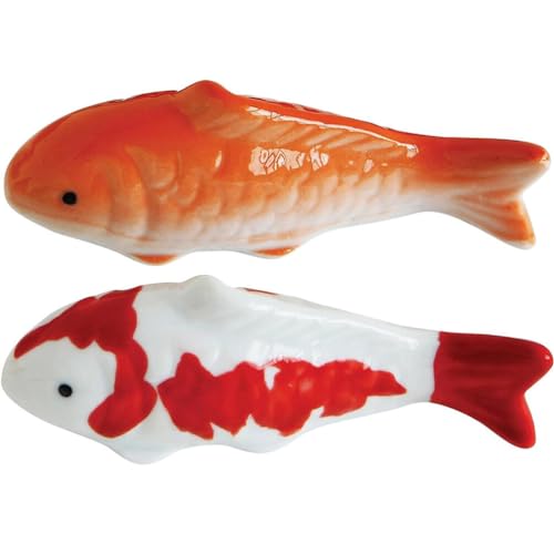 balacoo Künstliche Aquarienfische, schwimmende Koi-Fische aus Keramik für Teich, Aquarium, Fischschale, Garten, Innen- oder Außendekoration, 2 Stück von balacoo