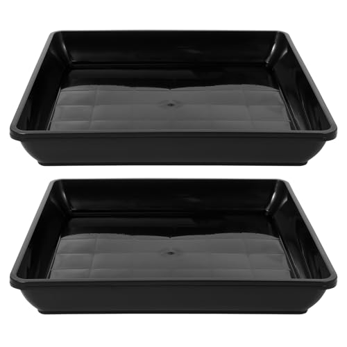 balacoo Quadratische Pflanzenuntertasse: 2 Stück Blumentopftablett Aus Kunststoff Schwarze Dickere Blumentopf-Wasserschalen Für Den Garten von balacoo