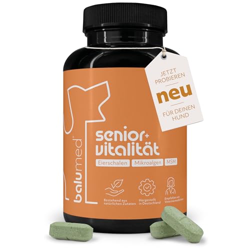 balumed® Senior + Vitalität – 120 Tabletten für ältere Hunde – Unterstützung für Beweglichkeit, Gelenke & Vitalität – mit MSM, Eierschalen, Mikroalgen, Spirulina & Grünlippmuschel von balumed