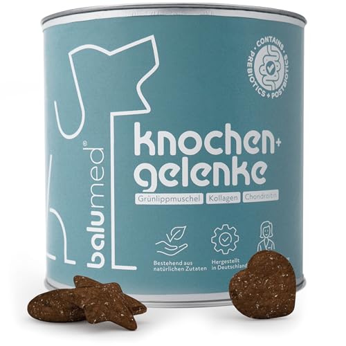 balumed® Snacks Knochen+Gelenke hochkonzentriert mit Grünlippmuschel für Hund, Leckerli mit Präbiotika, Postbiotika, Bierhefe, Teufelskralle, Chondroitin & Kollagen, Vitamine E + B, 325 g von balumed