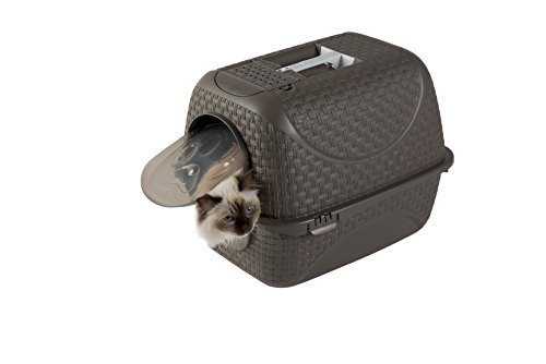 Bama Geschlossene Katzentoilette im Rattandesign - Taupe - Integrierte Schaufel - 41x50x39 cm - Praktisch und Elegant von bama
