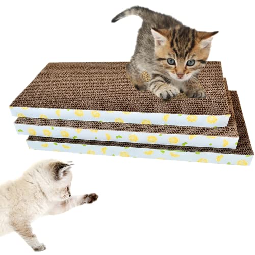 3er Set Katzen Kratzbrett für Katzen, 43.5 x 21 x 2.5 cm Kratzpappe Kratzmatte Kratz Pappe Katzenbrett für die Krallen Deiner Katze von bangminda