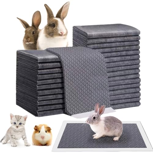 Einweg Meerschweinchen Käfig Einlagen wasserdichte Pipi Pads für Meerschweinchen Kleintiere Einstreu Saugfähig Aktivkohle-Unterlagen für Kaninchen Hamster Chinchillas Frettchen (50 Stück, 60x45 cm) von bangminda