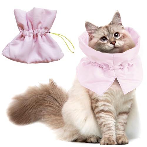 Halskrause Katze Schutz Einstellbares Weich Katzen Halskrause wasserdichte Elisabethanisches Halsband Post-Op Halsband Schutzhalsband für Katzen Halsschutzhalsband Katzen Erholungshalsband (Rosa, M) von bangminda