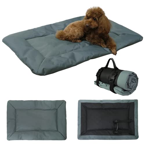 bangminda Hundebett waschbare Hundedecke Hundematte für Reise Camping Outdoor wasserdichte Hundematte für Outdoor Faltbar Große Reisedecke für Haustier, 90x60 cm, Grau von bangminda