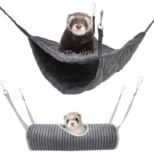 bangminda Kleintierhängematte Hamster Hängematte Hängematte Tunnel, Frettchen-Hängematte Warmbett Hängeversteck Tunnel Hängetunnel Hängematte für Zuckergleiter Hamster Eichhörnchen Frettchen (Grau) von bangminda