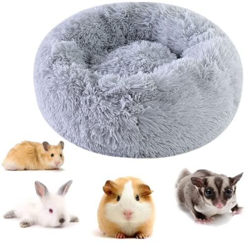 bangminda Kleintierhöhle für Chinchilla Igel Meerschweinchen Käfigzubehör Hamster Frettchen Ratte Plüsch-Haustierbett für den Winter Käfigmatte Meerschweinchen Donut Schlafhaus (Grau) von bangminda