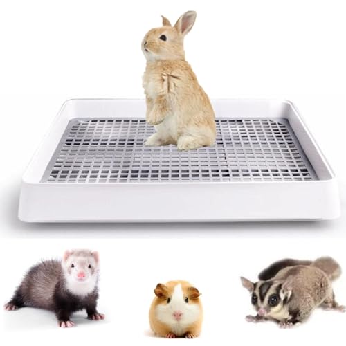 bangminda Große Kaninchentoilette mit Rost Rabbit Litter Tray Ecke WC Haus Große Kaninchen Käfig Kaninchenklo Kaninchenkäfig Kaninchen Toilette für Kleintier Kaninchen Meerschweinchen (L) von bangminda