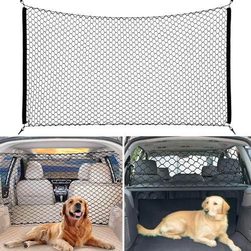 bangminda Trennnetz für den Kofferraum von Haustieren Schutzgitter Auto Barriere Trennnetz Hundegitter Auto Elastizität Hundeschutzgitter für Kofferraum Sicherheitsnetz für Hunde Universal 120x70 cm von bangminda