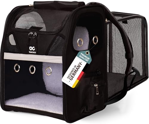 BARCOCO Katzenrucksack - Katzen Transport Rucksack erweiterbar Hunde Haustier Transport Rucksack mit Fenster Transportrucksack Katzentasche bis 6 kg - Schwarz BARCOCO Katzenrucksack - Katzen Transport Rucksack erweiterbar Hunde Haustier Transport Rucksack mit Fenster Transportrucksack Katzentasche bis 6 kg - Schwarz von barcoco