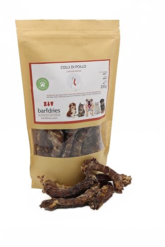 barfdries Hühnerhälse, natürliches Futter für Hunde und Katzen, getrocknet bei niedriger Temperatur, 250 g von barfdries