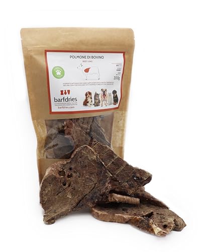 barfdries Rinderpulmone, natürliches Futter für Hunde und Katzen, getrocknet bei niedriger Temperatur, Packung mit 200 g von barfdries