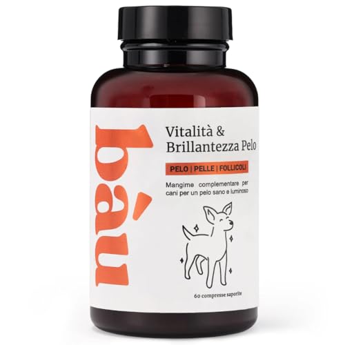 Bau Nahrungsergänzungsmittel für Hunde, Haarglanz, Juckreiz für Hunde mit natürlichen Inhaltsstoffen mit Fischöl, Zink, Biotin + Vitamin C und E, 60 Tabletten von bàu