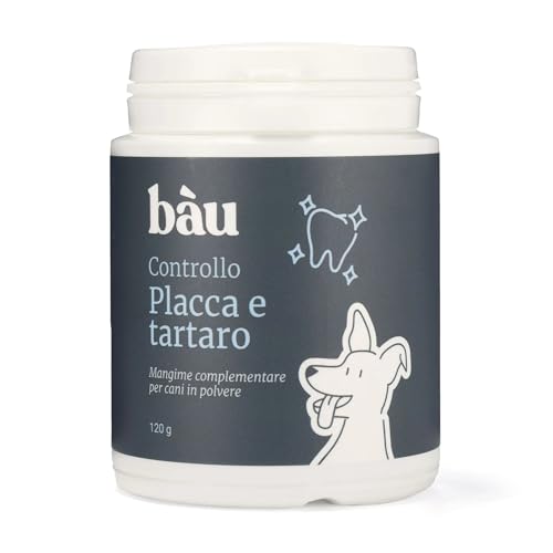 Hund Plaque und Schildkröte, Zahnpulver für Hunde, Appetible, natürliches Nahrungsergänzungsmittel Made in Italy verbessert den Atem Hund, Zahnpulver für Hund und Katze mit Alge Ascophyllum, Mittel von bàu
