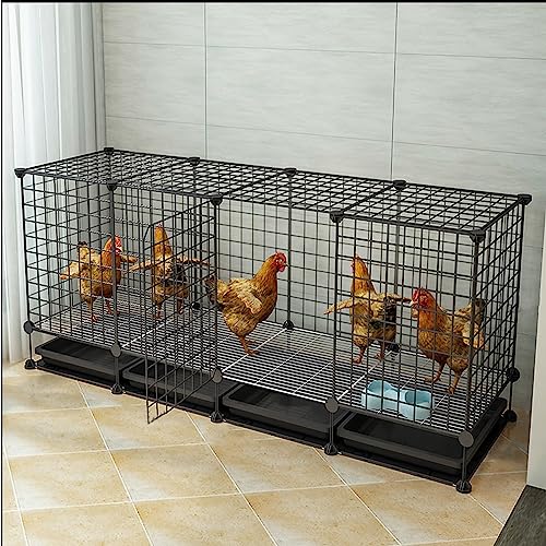 Hühnerstall, DIY Kleintier-Laufstall, Geflügelkäfige for Kleine Haustiere, Katze, Hund, Huhn, Ente Und Gans, Kaninchen, Tragbarer Gartenzaun Aus Metalldraht (Color : Black, Size : 147 * 39 * 58CM) von beaka