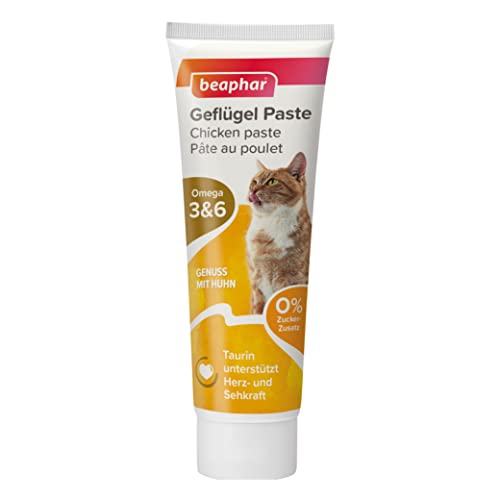 BEAPHAR - Geflügel Paste Für Katzen - Genuss Mit Huhn - Omega 3 Und 6 - Taurin Unterstützt Das Herz Und Die Augen - 0% Zucker-Zusatz - Getreidefrei - 100 g von beaphar